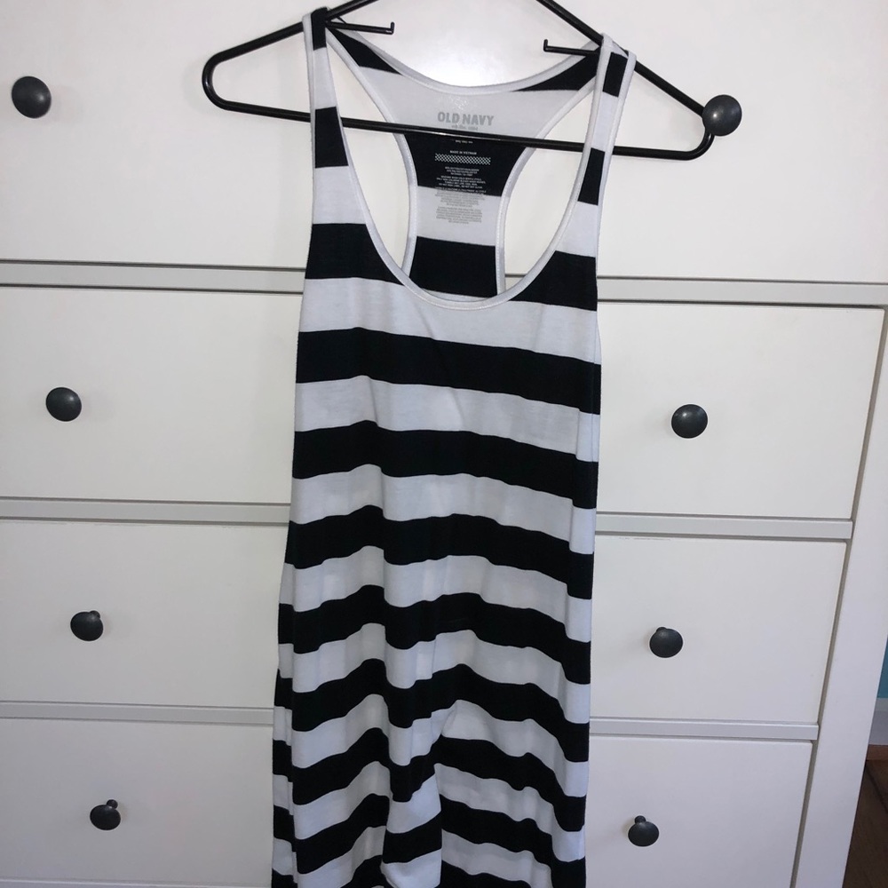 Black and White Striped Tank Top Dress